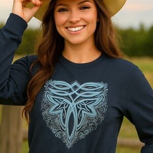 Western Boot Stitch Long Sleeve Tee | Cowgirl Graphic Top | Country Rodeo Shirt